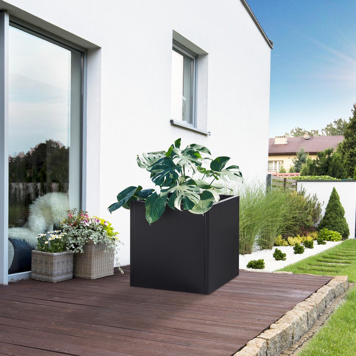 PFLANZKÜBEL Vaargel - Schwarz, Metall (60/60/60cm) - casa.pro