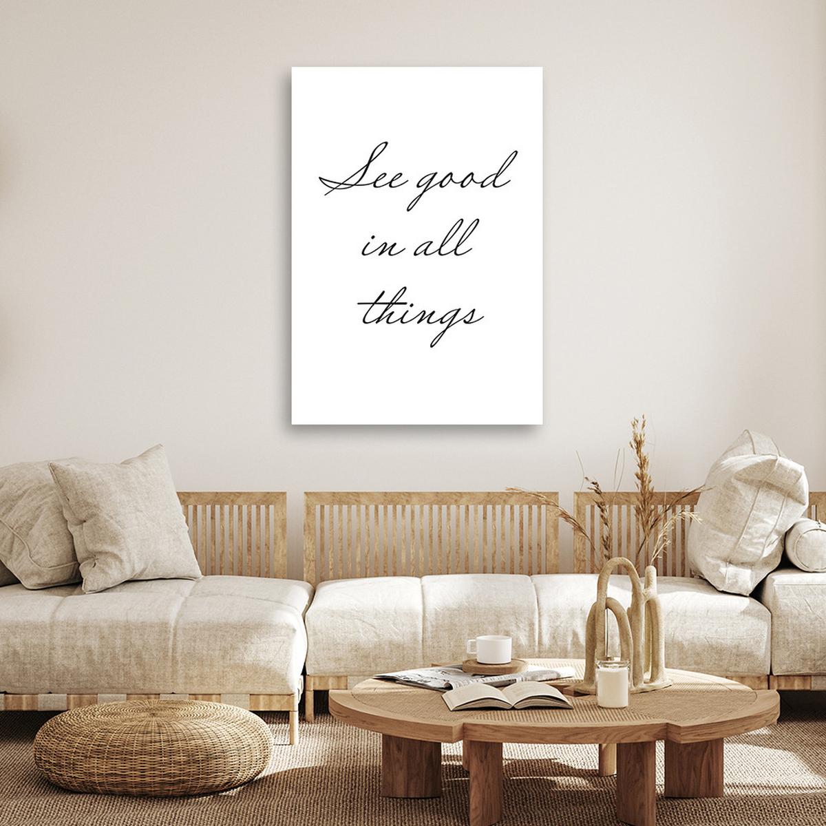 WANDBILD das gute in allen dingen sehen - Schwarz, Textil (40/60cm) - Feeby