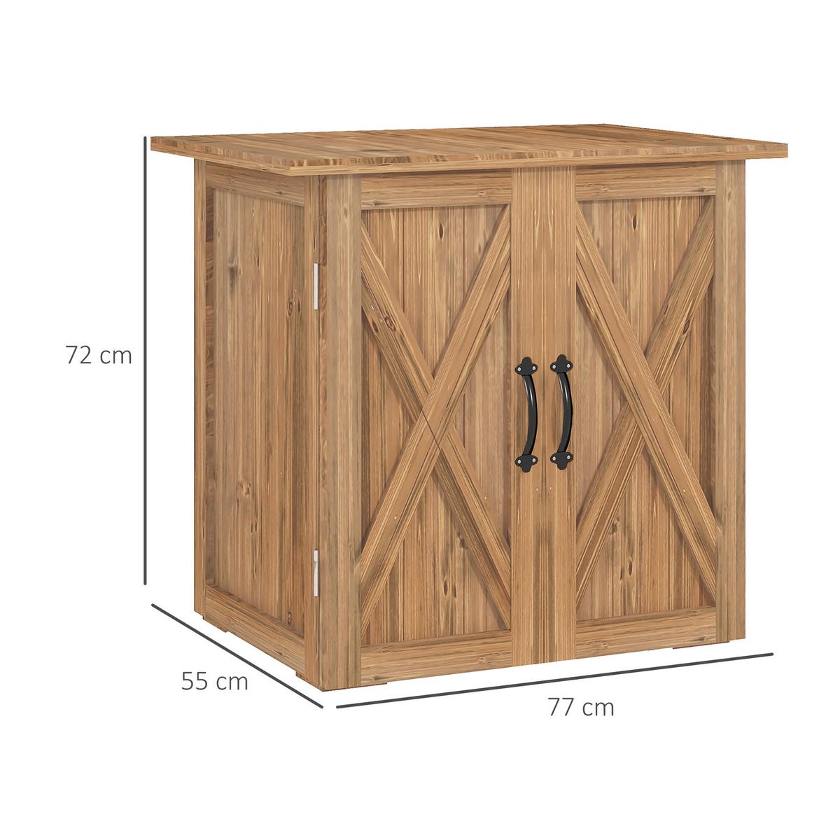 GARTENSCHUPPEN, Holz-Geräteschrank, Wetterfest, Doppeltür, für Garten, Balkon, Braun - Braun, Holz (55/72/77cm) - Outsunny