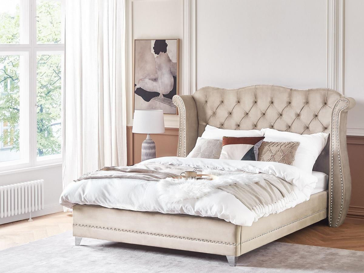 POLSTERBETT 180/200cm Beige Ayette - Beige, Textil (180/200cm) - Beliani