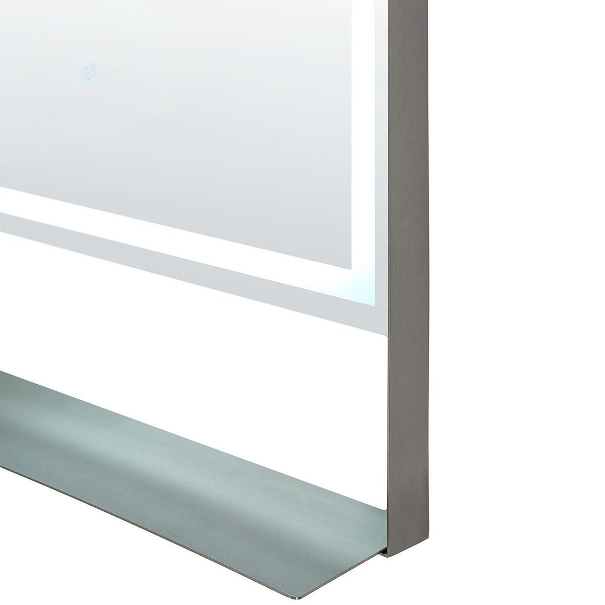 LED-BADEZIMMER-SPIEGEL 61/100 cm mit Ablage Silber Valouze - Silberfarben, Glas (61/100/4cm) - Beliani