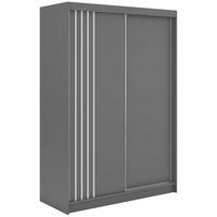 SCHWEBETÜRENSCHRANK mit Lamellen NAURU - 150 - Grau und Weiß - Alufarben/Weiß, Holzwerkstoff/Metall (150/216/61cm) - MKS