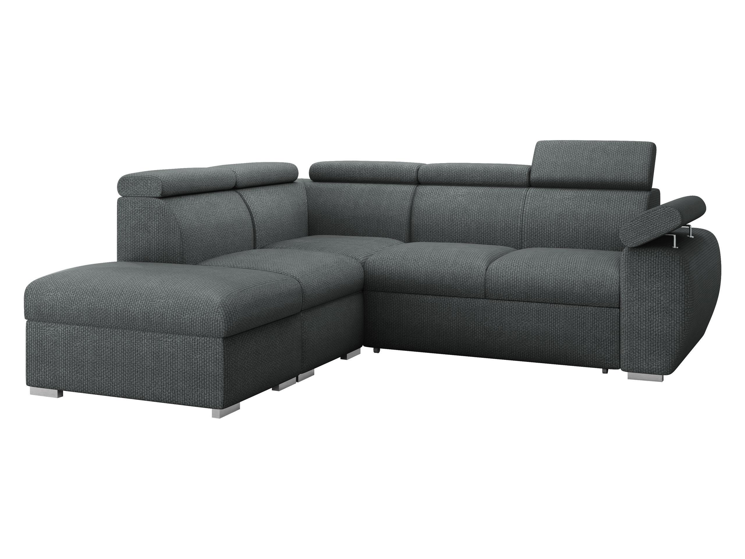 ECKSOFA Boston 2RR1P, Seite: Links PUFAP+R+1P(65)+2R - Silberfarben/Blaugrau, Holz/Textil (260/230cm) - MIRJAN24