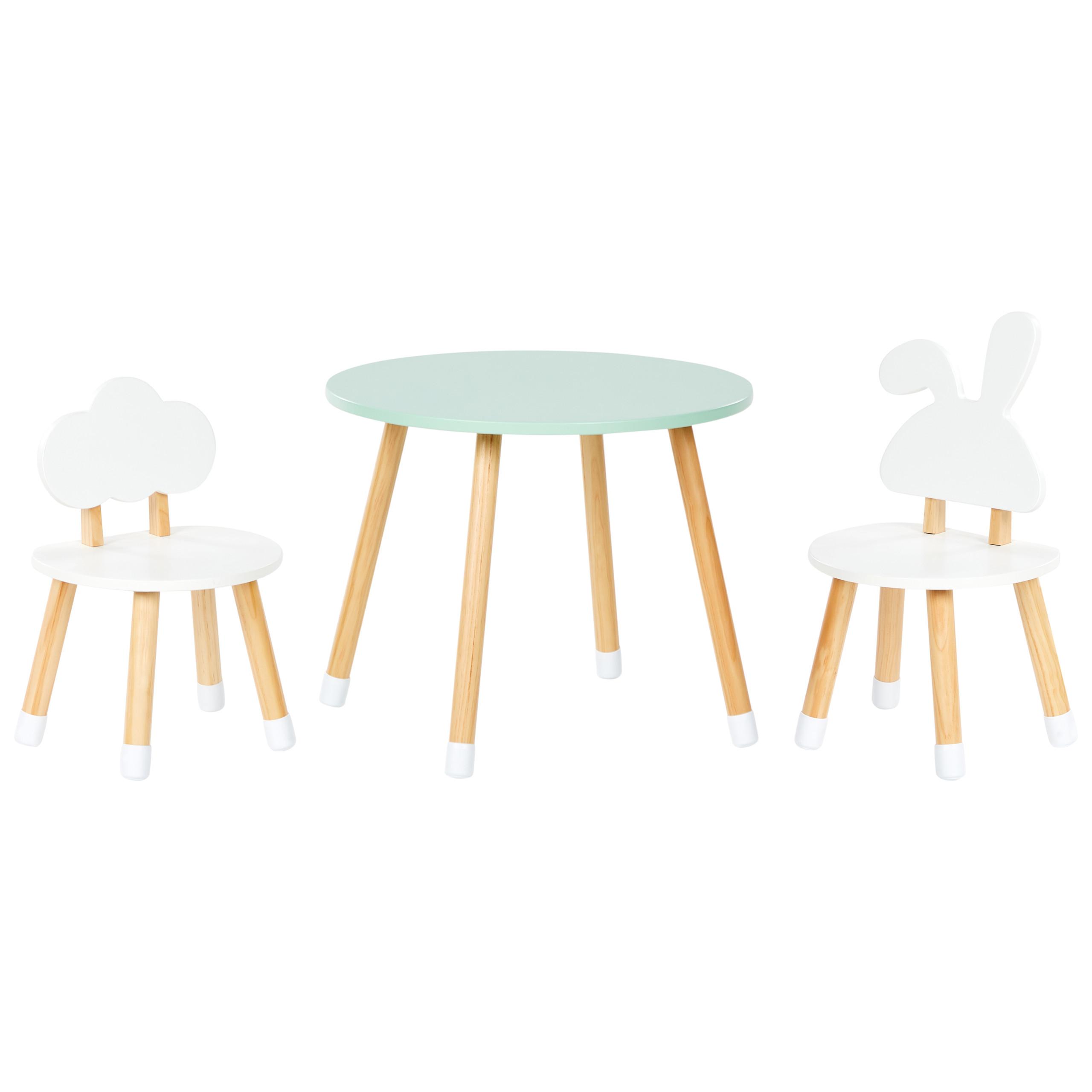 KINDERTISCH mit Stühlen Weiß Robin - Braun, Holzwerkstoff (60/50/60cm) - Beliani