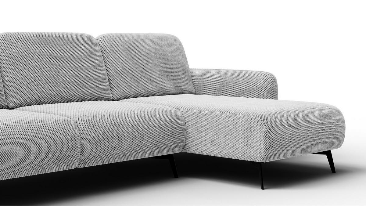 ECKSOFA FEBE 4-Sitzer rechts, hellgrau - Hellgrau/Schwarz, Holz/Textil (264/157cm) - Wozimo