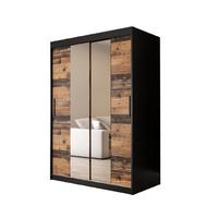 SCHWEBETÜRENSCHRANK 200/120/62 2-türig - Eichefarben/Schwarz, Holz/Kunststoff (120/200/62cm) - MÖBEL KRYSPOL