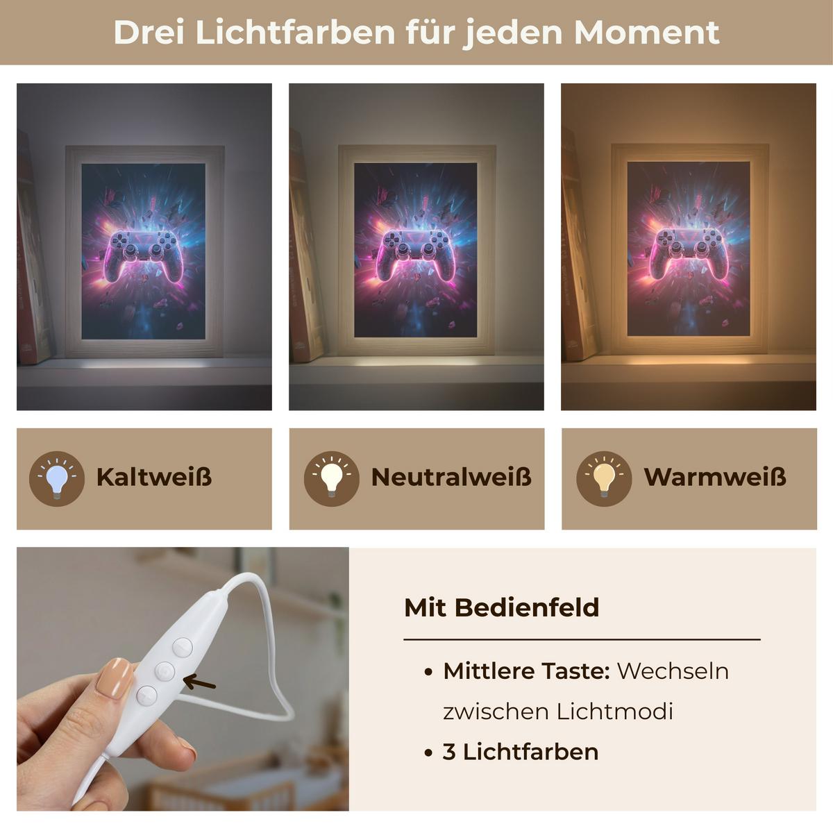 NACHTTISCHLAMPE Controller - Neon - Explosion - Abstrakt 15x20 cm - Violett, Holzwerkstoff (8/15/20cm) - OnlyWow