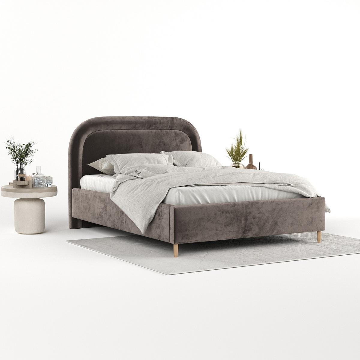 POLSTERBETT Zoya 160/200 cm Braun im Lotta Stoff - Naturfarben/Braun, Holz/Holzwerkstoff (160/200cm) - AltaBeds