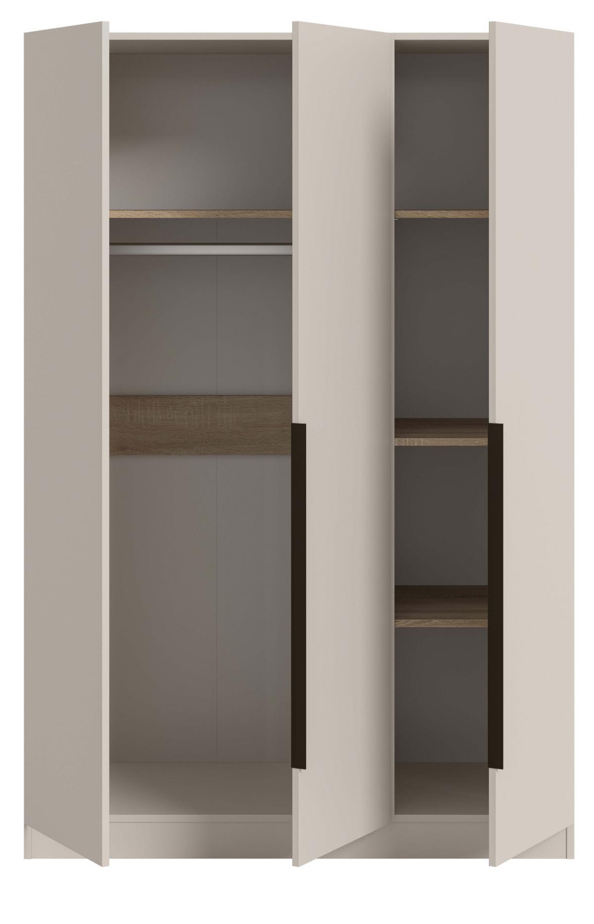 KLEIDERSCHRANK kaschmir 120 x 181 cm, Drehtürenschrank 3-türig - Kaschmir/Schwarz, Holzwerkstoff/Kunststoff (120/181/52cm) - Inn.Furn