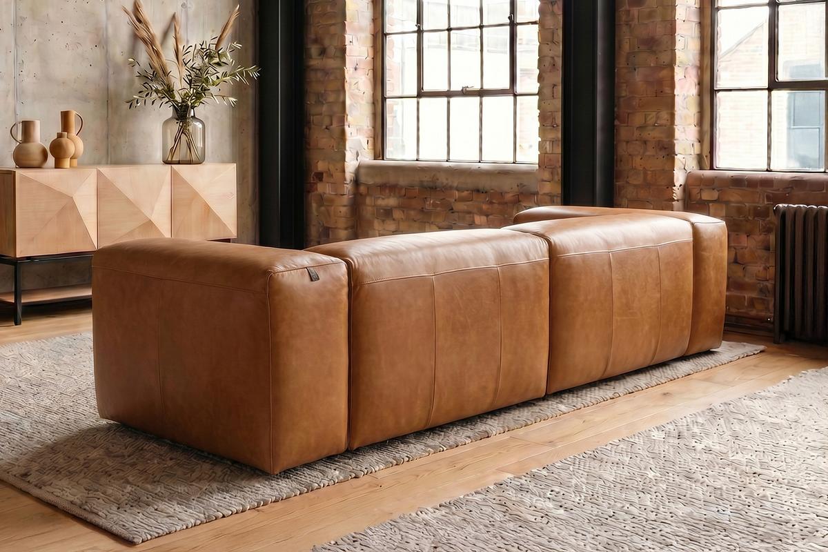 SOFA CELESTE Braun Leder - Schwarz/Braun, Leder/Kunststoff (302/114cm) - KAWOLA