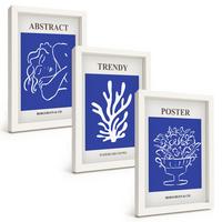 BILDER SET 3er Set - 20x30 cm Weißer Rahmen - Stilvolle blaue Poster - Weiß, Kunststoff (20/30cm) - TULUP