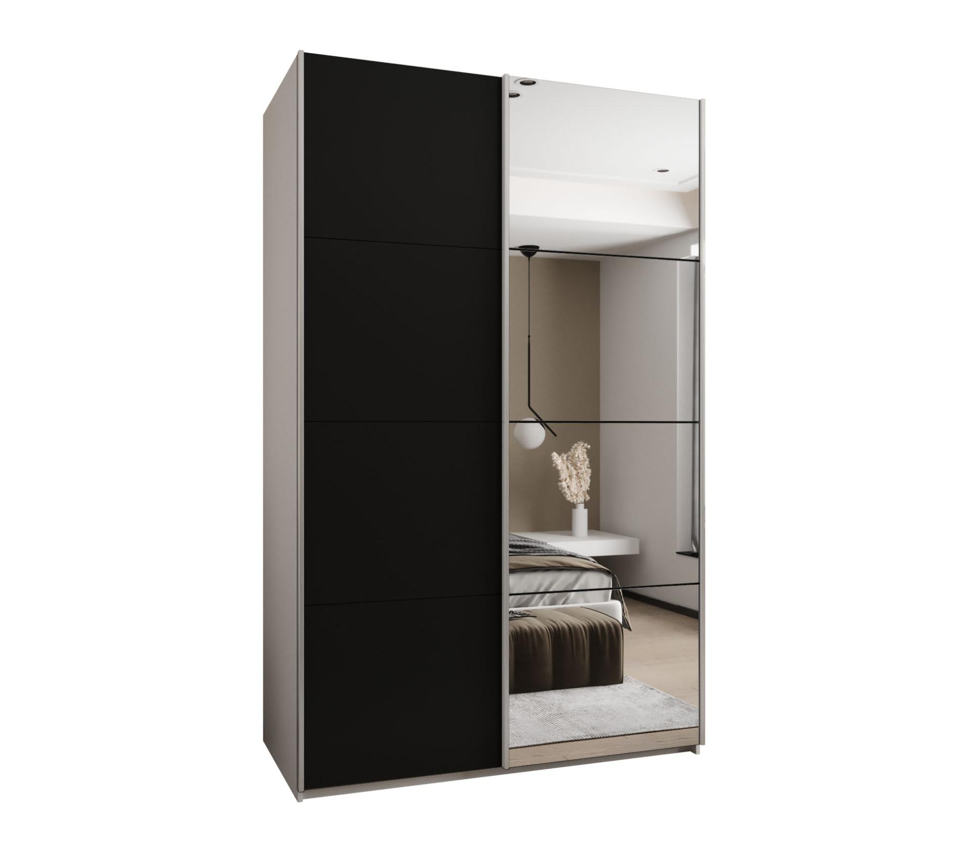 SCHWEBETÜRENSCHRANK 245,5/160/64 2-türig - Silberfarben/Schwarz, Holz/Metall (160/245/64cm) - Abiks Möbel