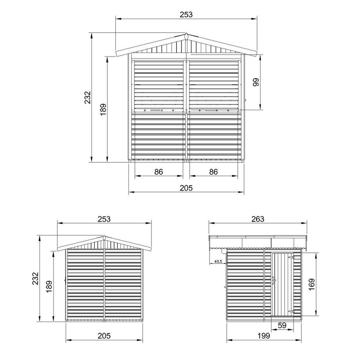 MARKTBUDE Holz M149Z Gartenhaus, Marktbude Holz - 253x263/4m2 - Beige, Holz (253/232/263cm) - Timbela