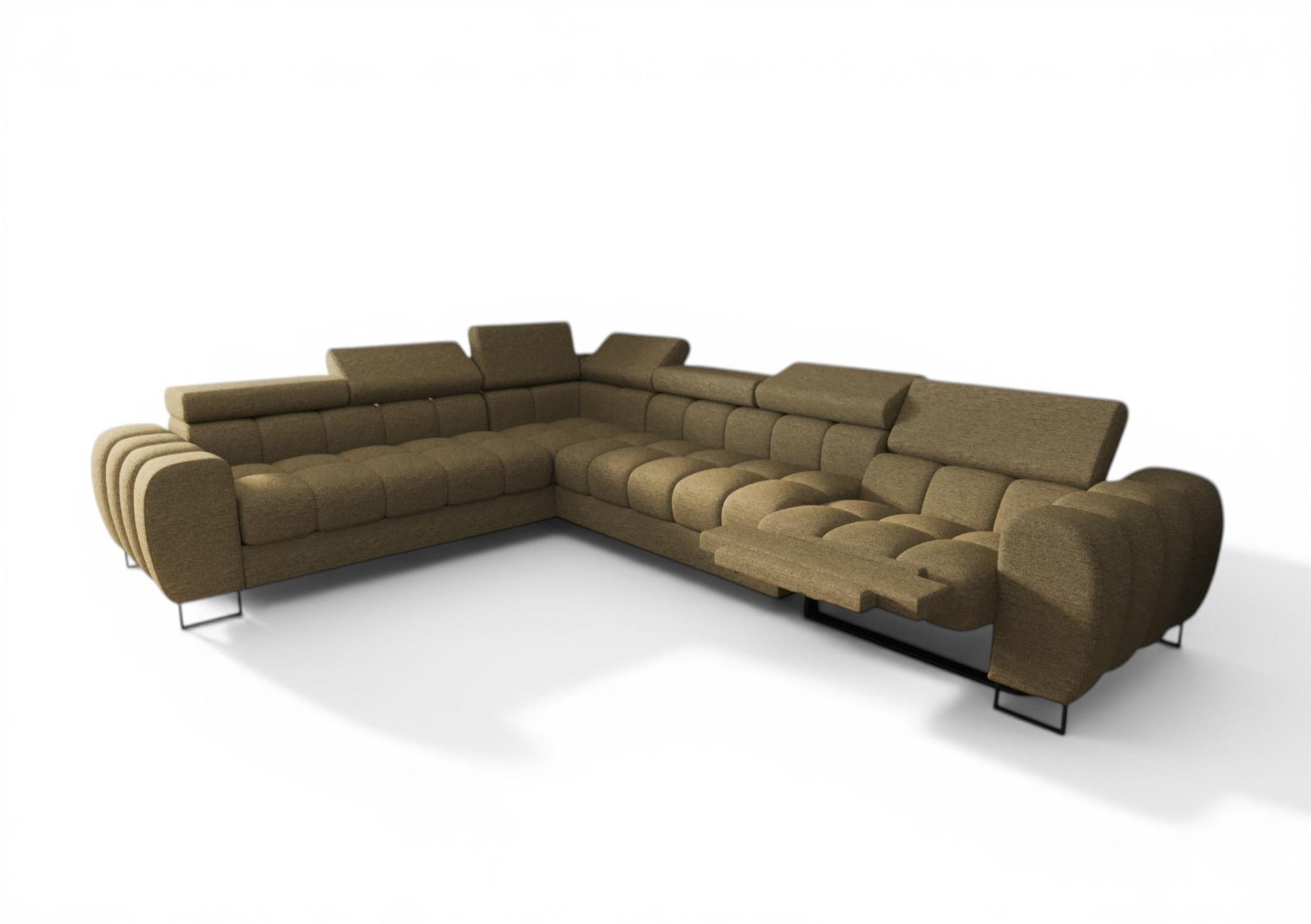 ECKSOFA Bastien Relax - Grün, Holzwerkstoff/Textil (260/330cm) - Fun Möbel