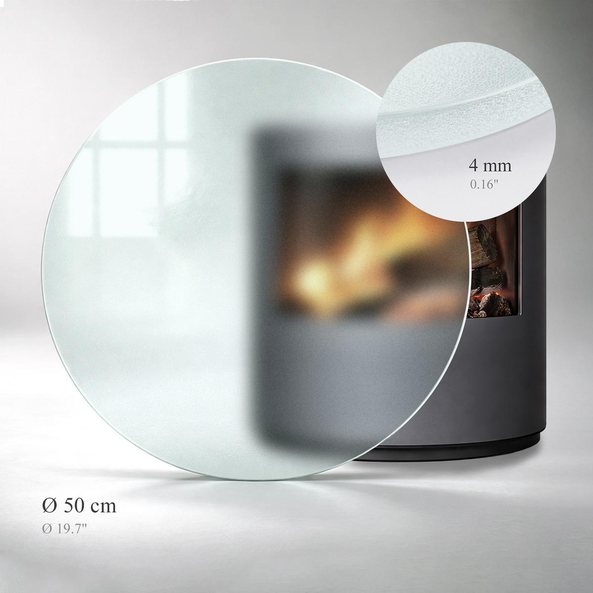 GLASBODENPLATTE für Kaminofen Ø50 cm – Milchglas Optik - Transparent, Glas (50/60/0.4cm) - TULUP