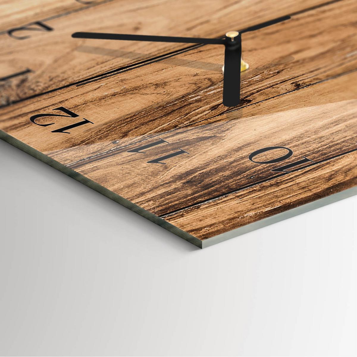 WANDUHR aus Glas 30x60 cm - Holz - Beige, Glas (30/60/0.4cm) - TULUP