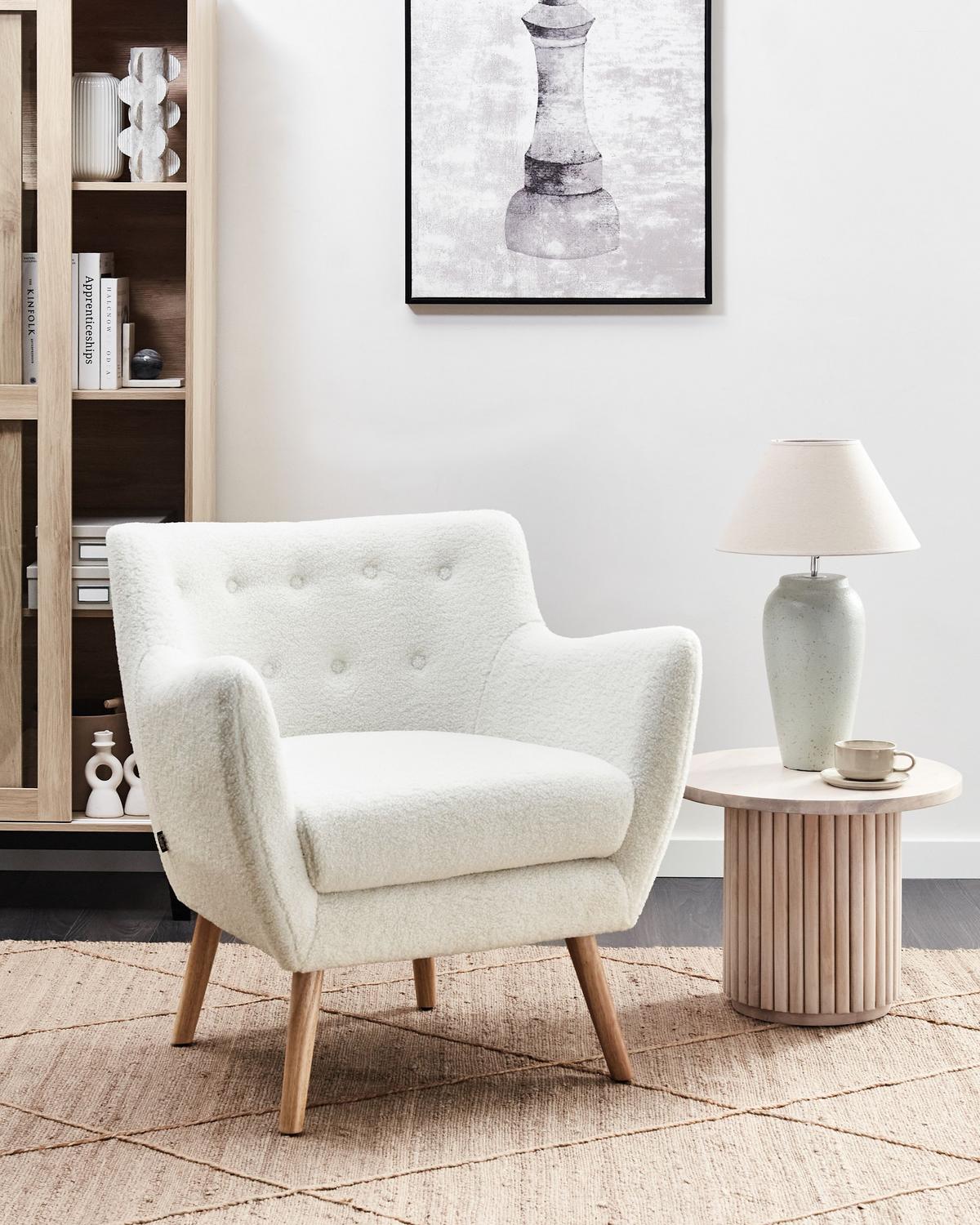 SESSEL Weiß Drammen - Weiß/Braun, Textil (71/84/54cm) - Beliani