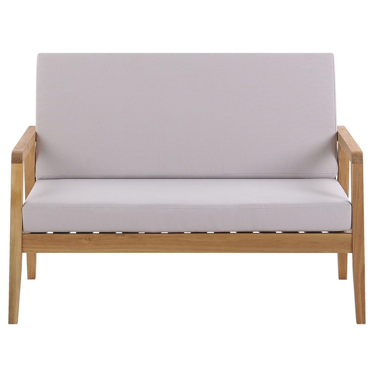 LOUNGE SET 4-Sitzer Hellbraun Auflagen grau Pallano - Hellbraun/Grau, Holz - Beliani