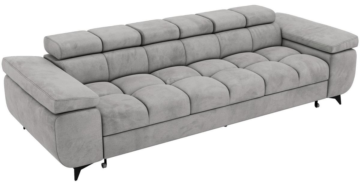 3-SITZER SOFA NIDELLO - Hellgrau Velvet - Hellgrau/Schwarz, Textil/Metall (260/70/97cm) - MKS