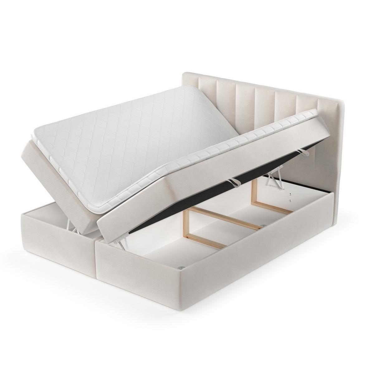 BOXBETT Bari 140/200 cm Creme im Paros Stoff - Creme, Holz/Holzwerkstoff (140/200cm) - AltaBeds