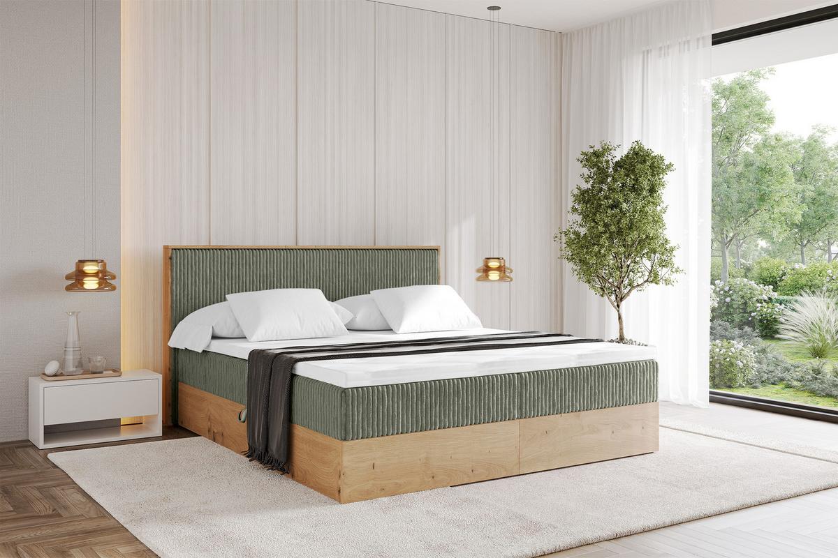 BOXBETT LOLLI9 - 120x200 - H4 Olivgrün - Olivgrün, Holzwerkstoff (120/200cm) - ALTDECOR