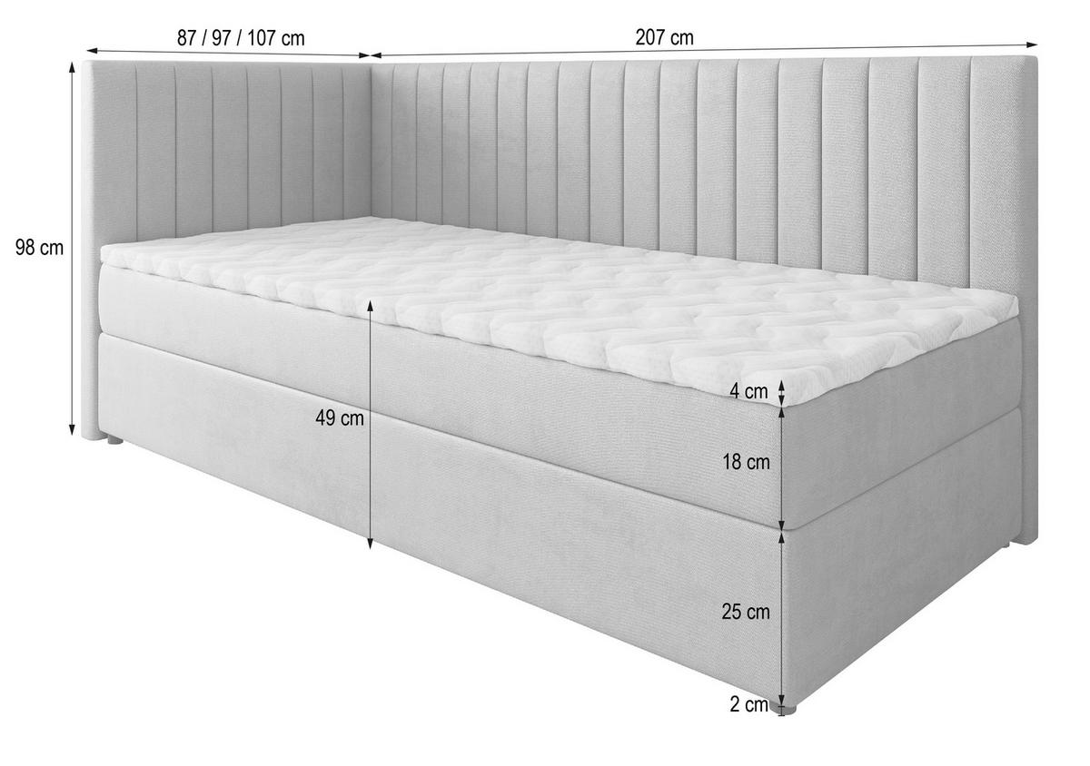 BOXBETT ARIS 80x200 cm mit Matratze und Topper, H2+H3 - Braun - Braun, Holz (80/200cm) - MASSENO