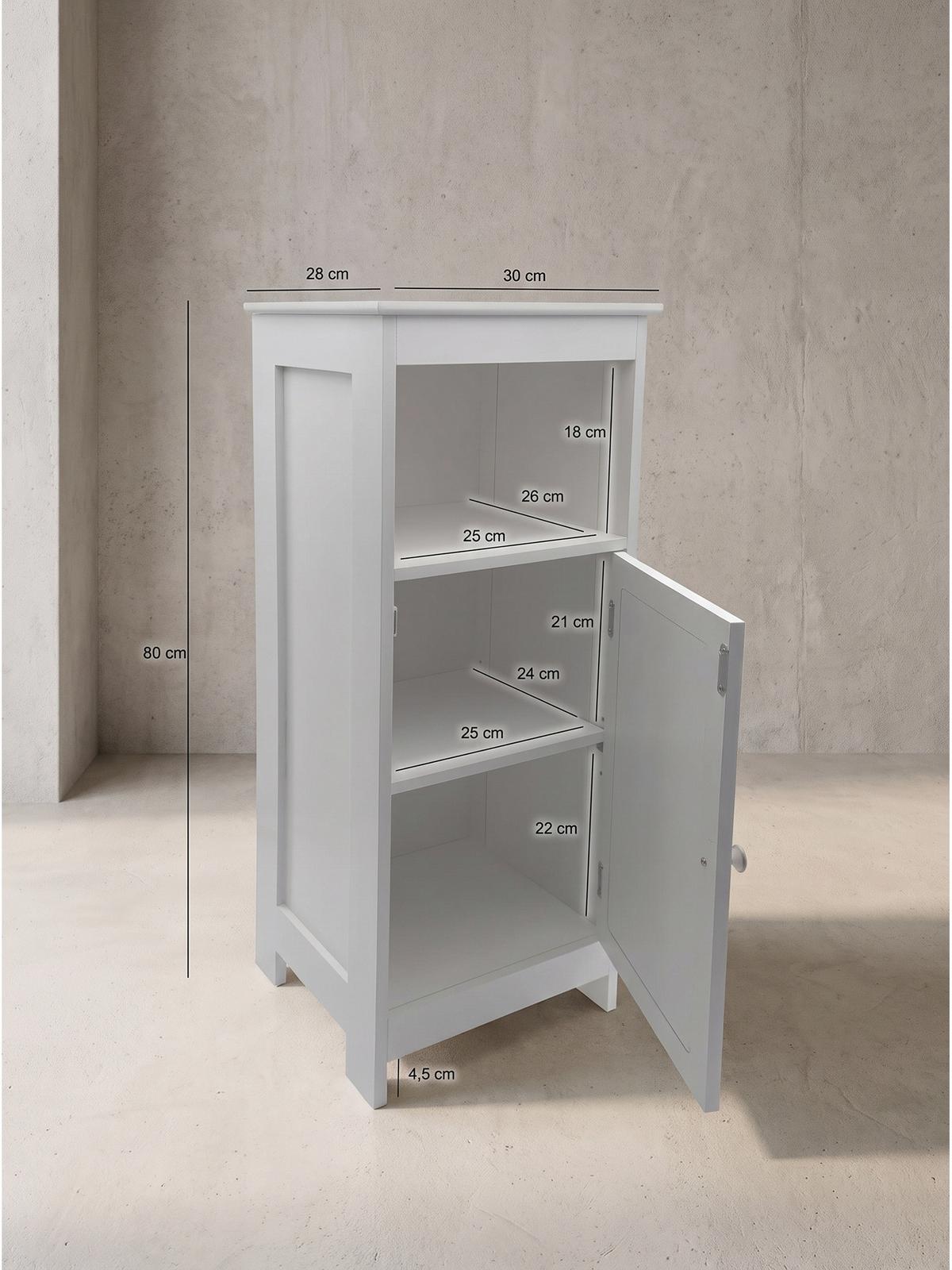 BADSCHRANK ADOUR, MDF, mit Stauraum, Weiß, 30 x 28 x 80 cm - Weiß, Holzwerkstoff/Metall (30/80/28cm) - KADIMA DESIGN