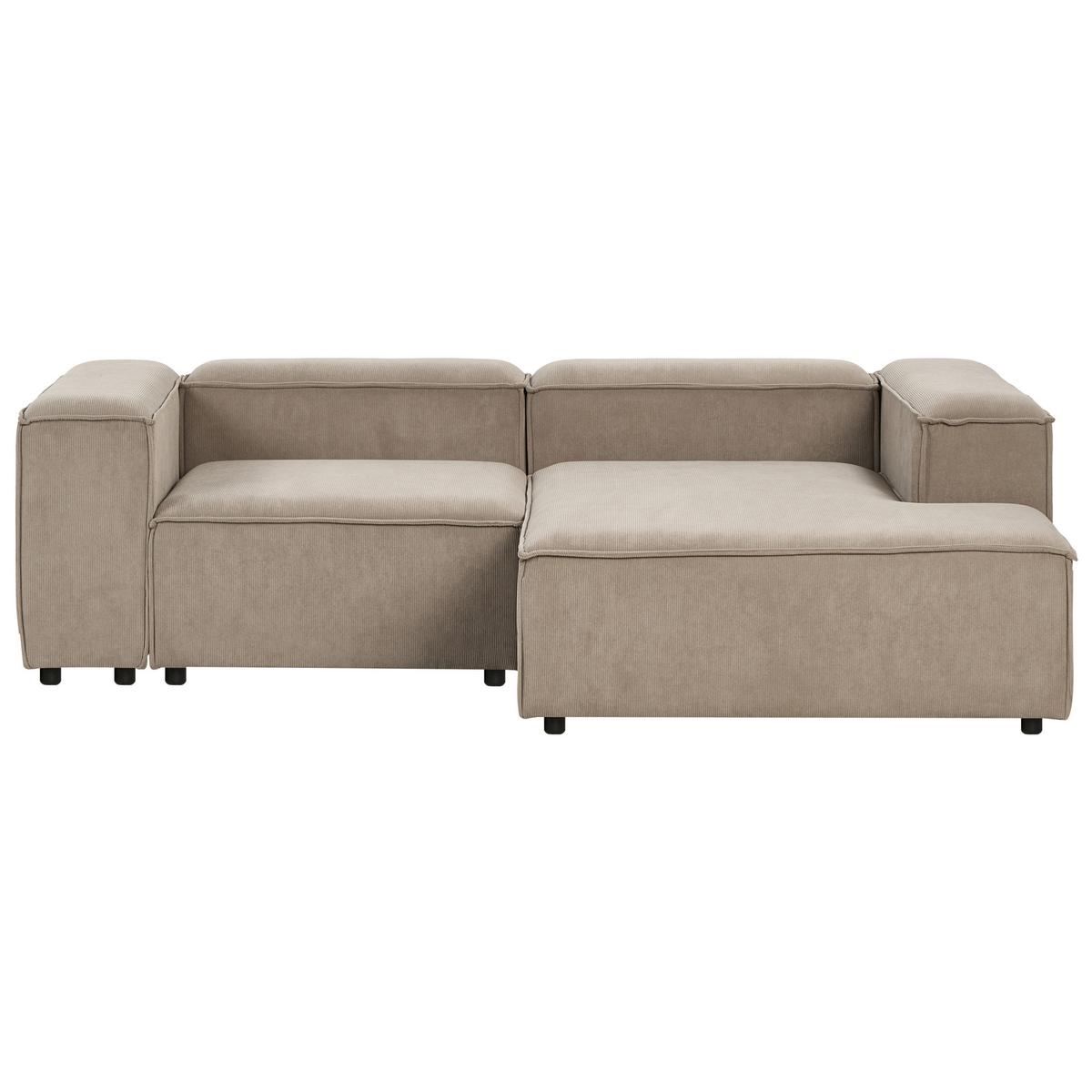 ECKSOFA Modul 3-Sitzer linksseitig Hellbraun Cord mit Ottomane Ardal - Hellbraun, Textil (240/180cm) - Beliani