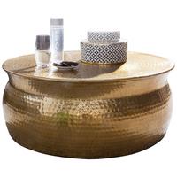 COUCHTISCH orientalisch rund, flacher Hammerschlag, Metall, Gold 75x75x31 cm - Goldfarben, Metall (75/75/31cm) - KADIMA DESIGN