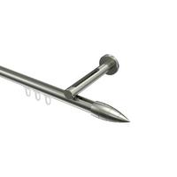 GARDINENSTANGE INNENLAUF Siteno Samanto 260 cm (geteilt in 2 x 130 cm), 1-läufig, 20 mm Ø Edelstahl-Optik - Edelstahlfarben, Metall (260cm) - INTERDECO