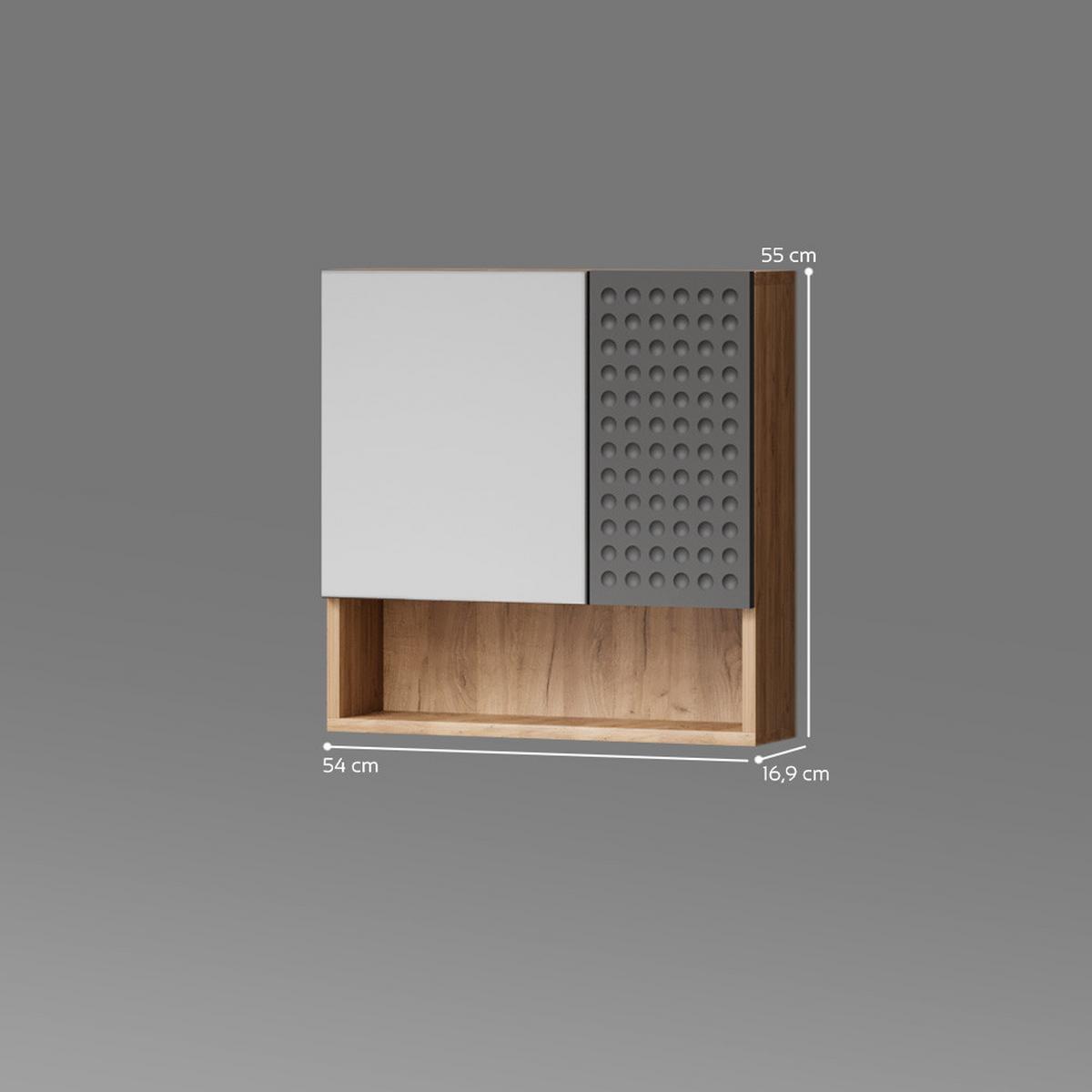 BADSPIEGELSCHRANK Ronco Anthrazit gepunktet 54 x 55 cm - Anthrazit, Holzwerkstoff (54/55/17cm) - Livinity®