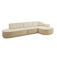 ECKSOFA Ottomane Rechts MARI-L2-v1 - 328x171x83 cm Beige Velours - Beige, Holzwerkstoff/Textil (171/328cm) - ALTDECOR