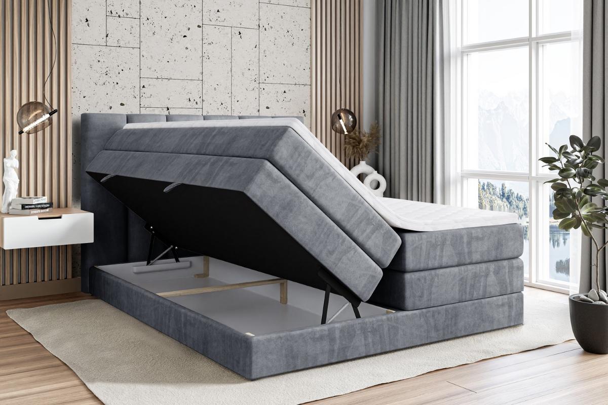 BOXSPRINGBETT BOXI1 KING - 200x200 - H3/H4 - Grau - Grau, Holzwerkstoff (200/200cm) - ALTDECOR