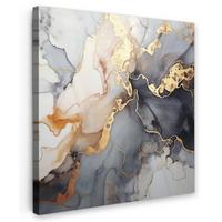 LEINWANDBILD Marmor - Schwarz - Gold - Weiß Wandbild Wohnzimmer 50x50 cm - Dunkelgrau, Textil (50/50cm) - MuchoWow