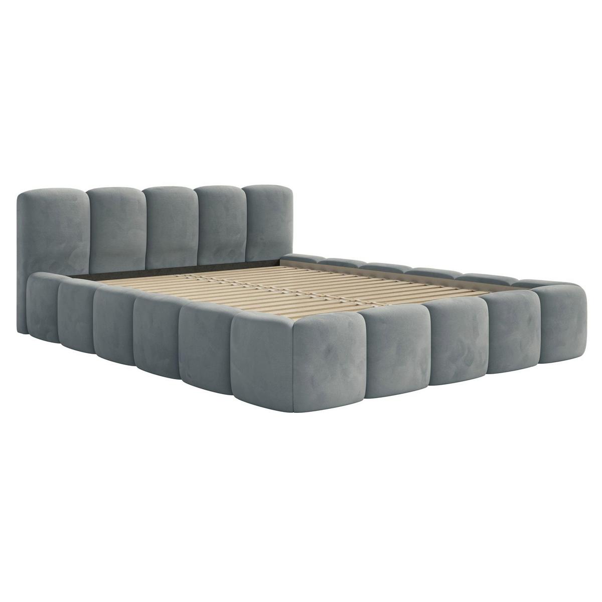 POLSTERBETT Cloudy Low Grau Samt, 120x200 cm - Schwarz/Grau, Kunststoff/Textil (120/200cm) - Selsey