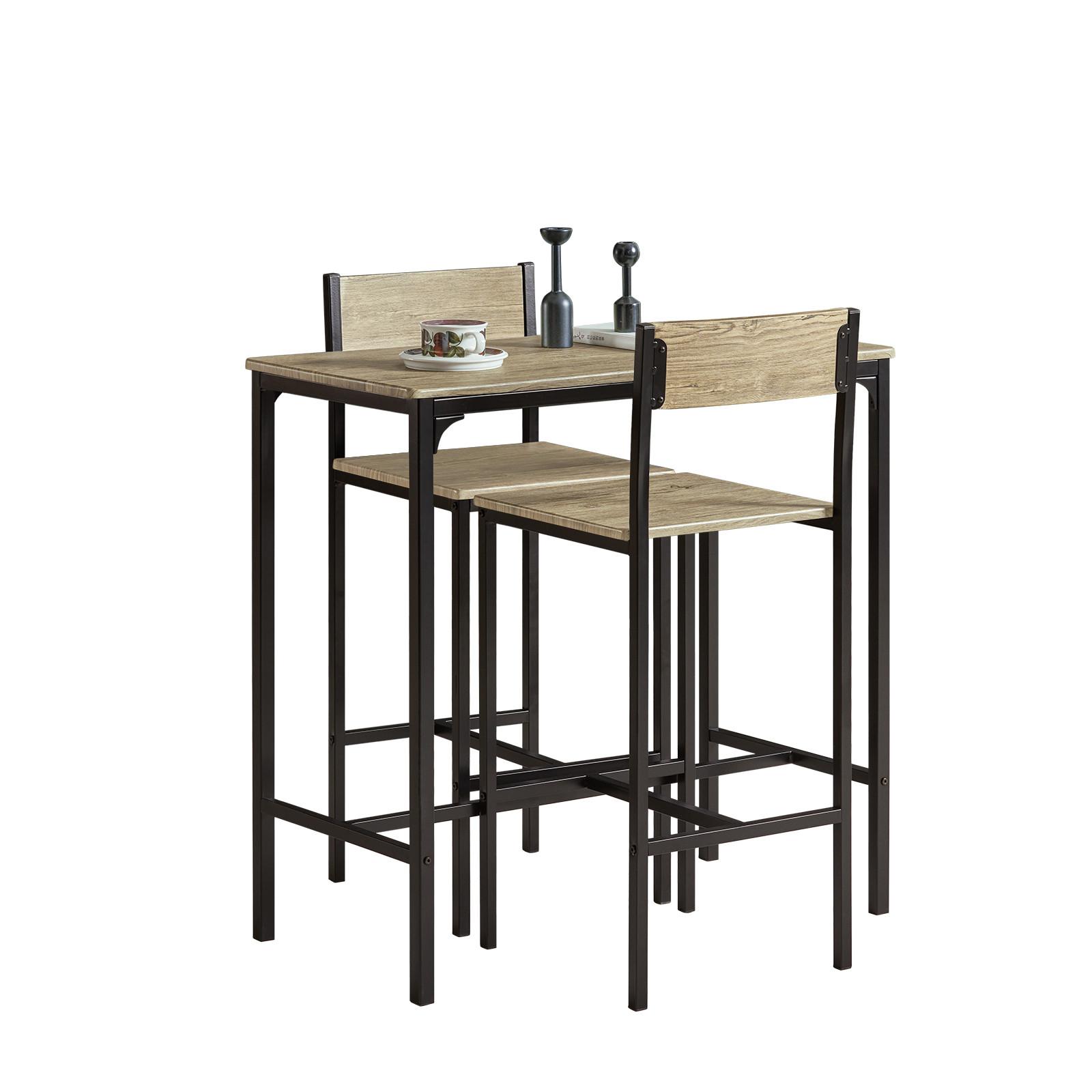 BARTISCH + 2 x BARSTÜHLE - Naturfarben, Holzwerkstoff (89/87/45cm) - SoBuy