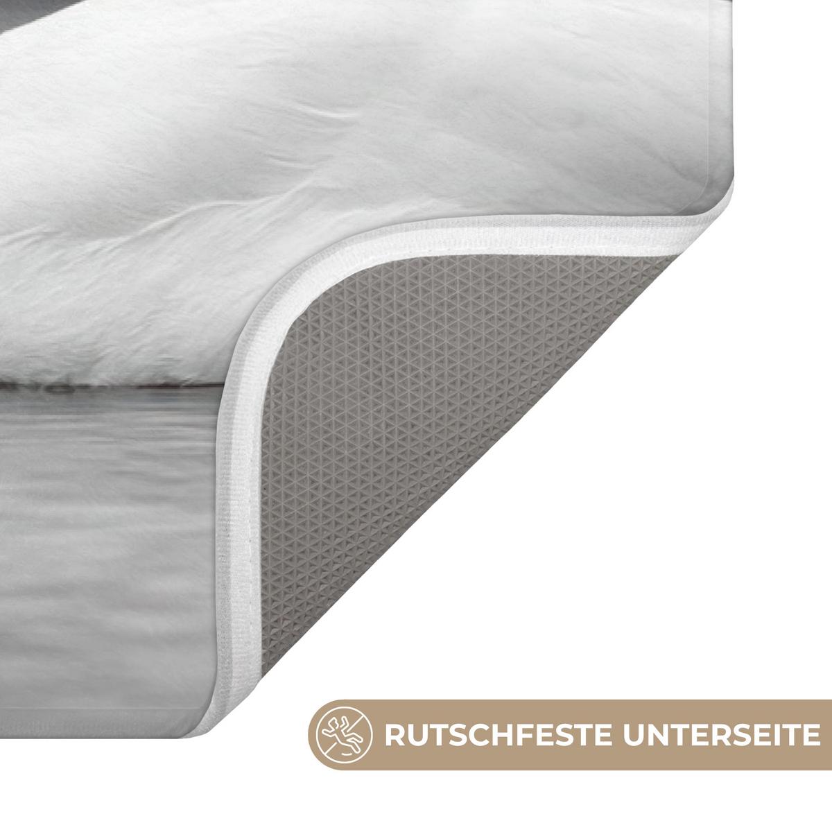BADEMATTE Schwäne - Herz - Schwarz - Weiß 80x50 cm - Schwarz, Textil (80/50cm) - OnlyWow