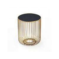 BEISTELLTISCH DENIA, Einscheiben-Sicherheitsglas, Schwarz-Gold, Ø 40 x 47 cm - Goldfarben, Glas/Metall (40/40/47cm) - KADIMA DESIGN