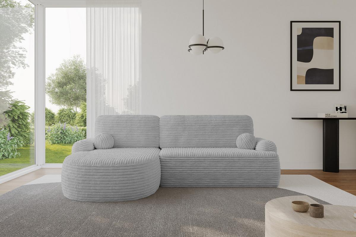ECKSOFA mit Schlaffunktion und Bettkasten LIRA-L - 264x172x89 Hellgrau - Hellgrau, Holzwerkstoff/Textil (264/172cm) - ALTDECOR