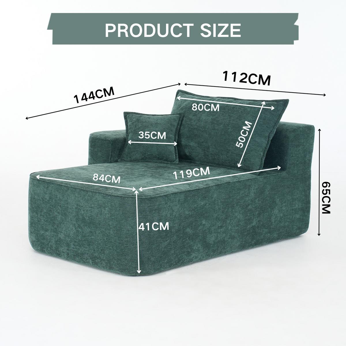 CHAISE LONGUE premium chenille relaxliege montagefrei - Grün, Textil (144/65/112cm) - Urban Meuble