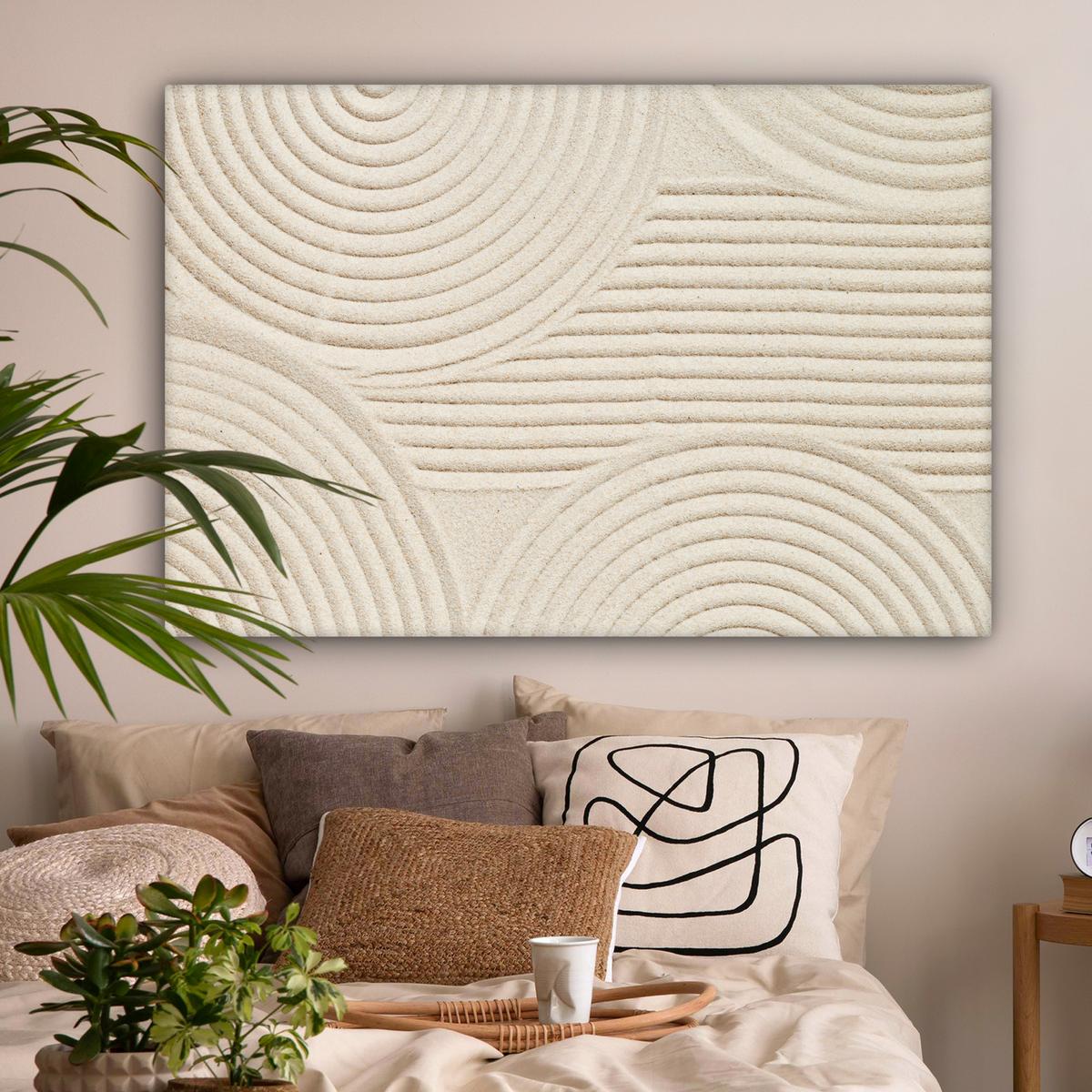 LEINWANDBILD Muster - Abstrakt - Weiß Wohnzimmer Groß 120x80 cm - Beige, Textil (120/80cm) - MuchoWow