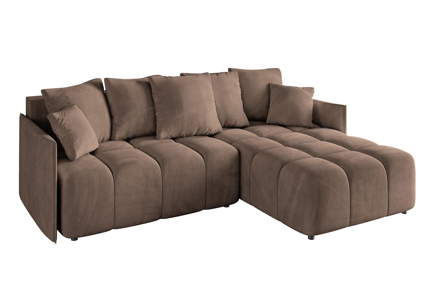 ECKSOFA Ottomane rechts LONLI-L 251x189x68 Braun Velours - Braun, Holzwerkstoff/Kunststoff (189/251cm) - ALTDECOR
