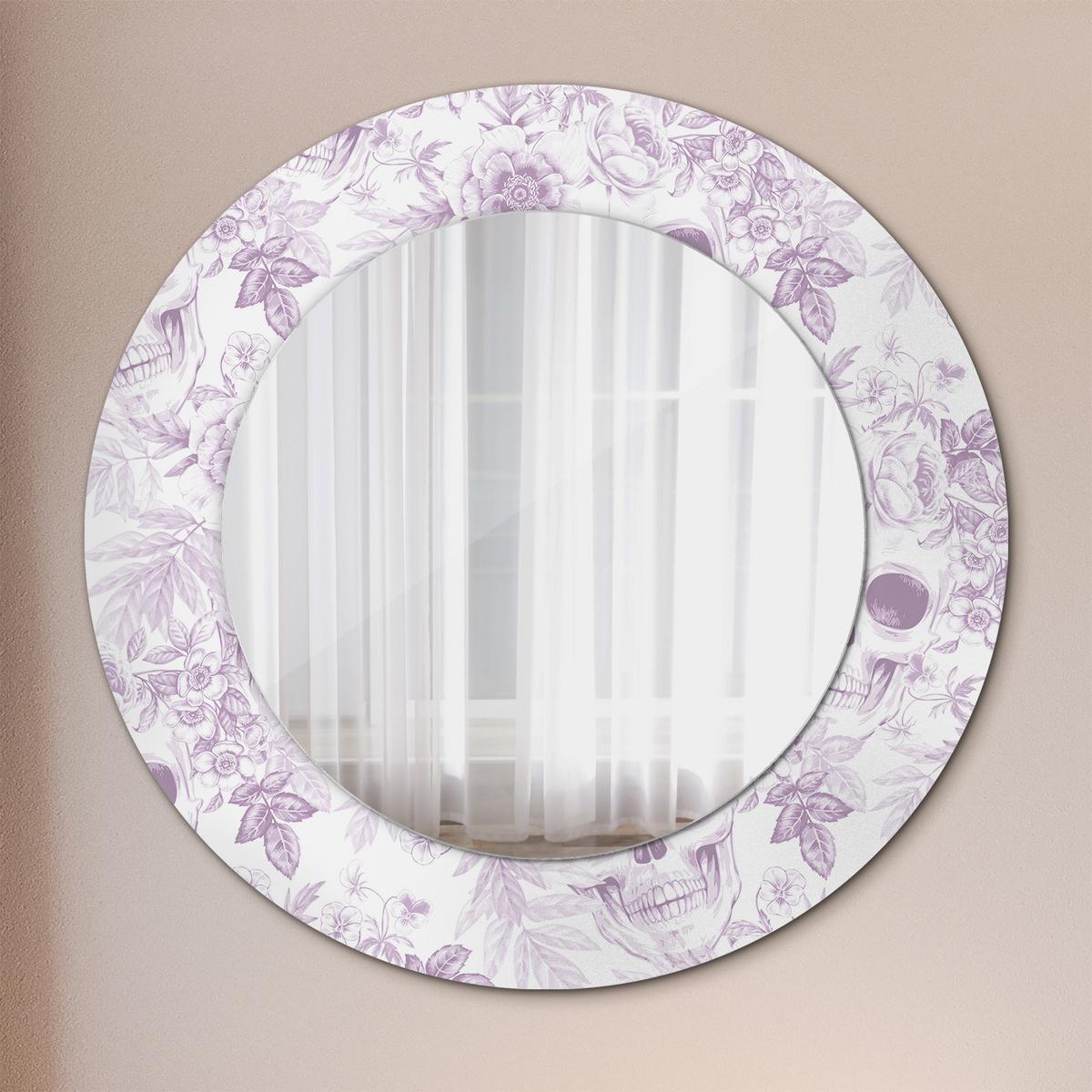 SPIEGEL Rund Ø 50 cm mit Aufdruck - Violett, Glas (50/50/0.4cm) - Wallfluent