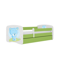 KINDERBETT blauer Teddybär Blumen mit Schublade und Matratze 140/70 - Grün, Holzwerkstoff (70/140cm) - RAUMHIRSCH FURNITURE