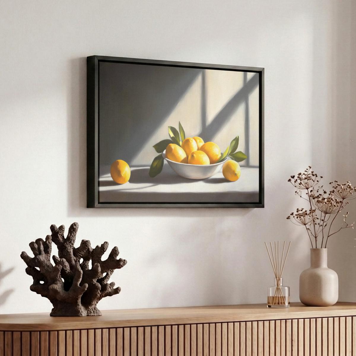 LEINWAND Bilder mit Rahmen - Zitronen - Stilleben - Gelb - 30x20 - Gelb, Textil (30/20cm) - MuchoWow
