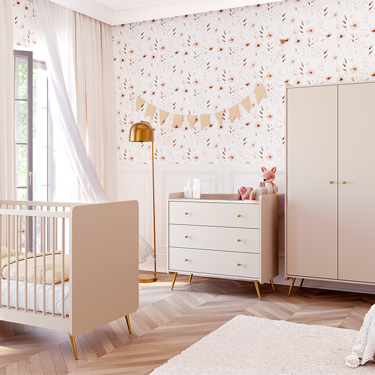 KINDERKOMMODE Lunea Kaschmir - Beige, Holzwerkstoff (90/48/92cm) - Petits-meubles