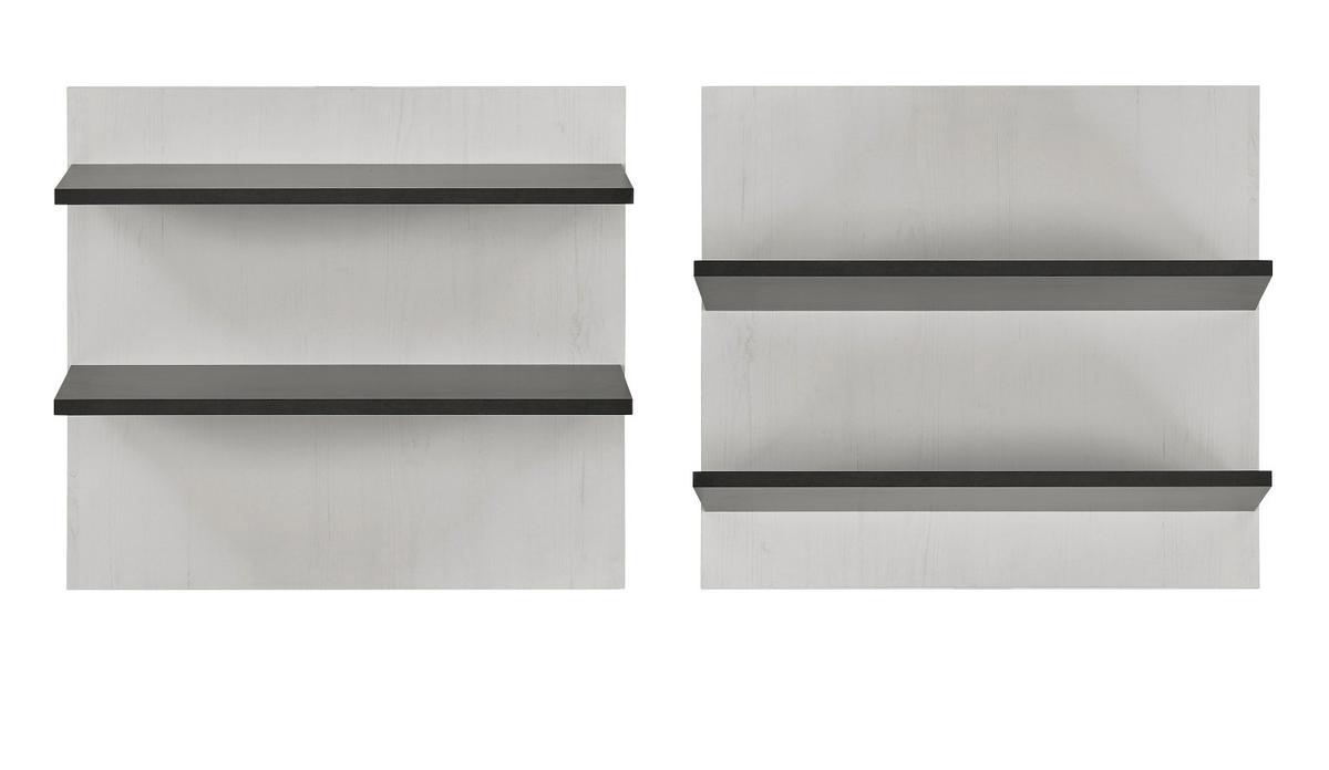 WANDPANEEL weiß Pinie, anthrazit Landhaus, Wandboard 60 x 54 cm - Anthrazit/Weiß, Holzwerkstoff (60/54/22cm) - Furn.Design
