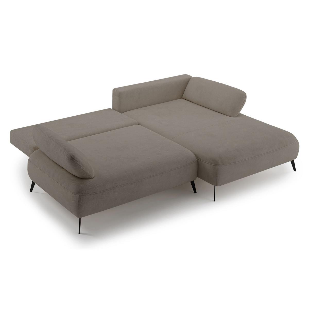 ECKSOFA Avolla Dunkelbeige rechts - Schwarz/Cappuccino, Textil/Metall (186/284cm) - Selsey