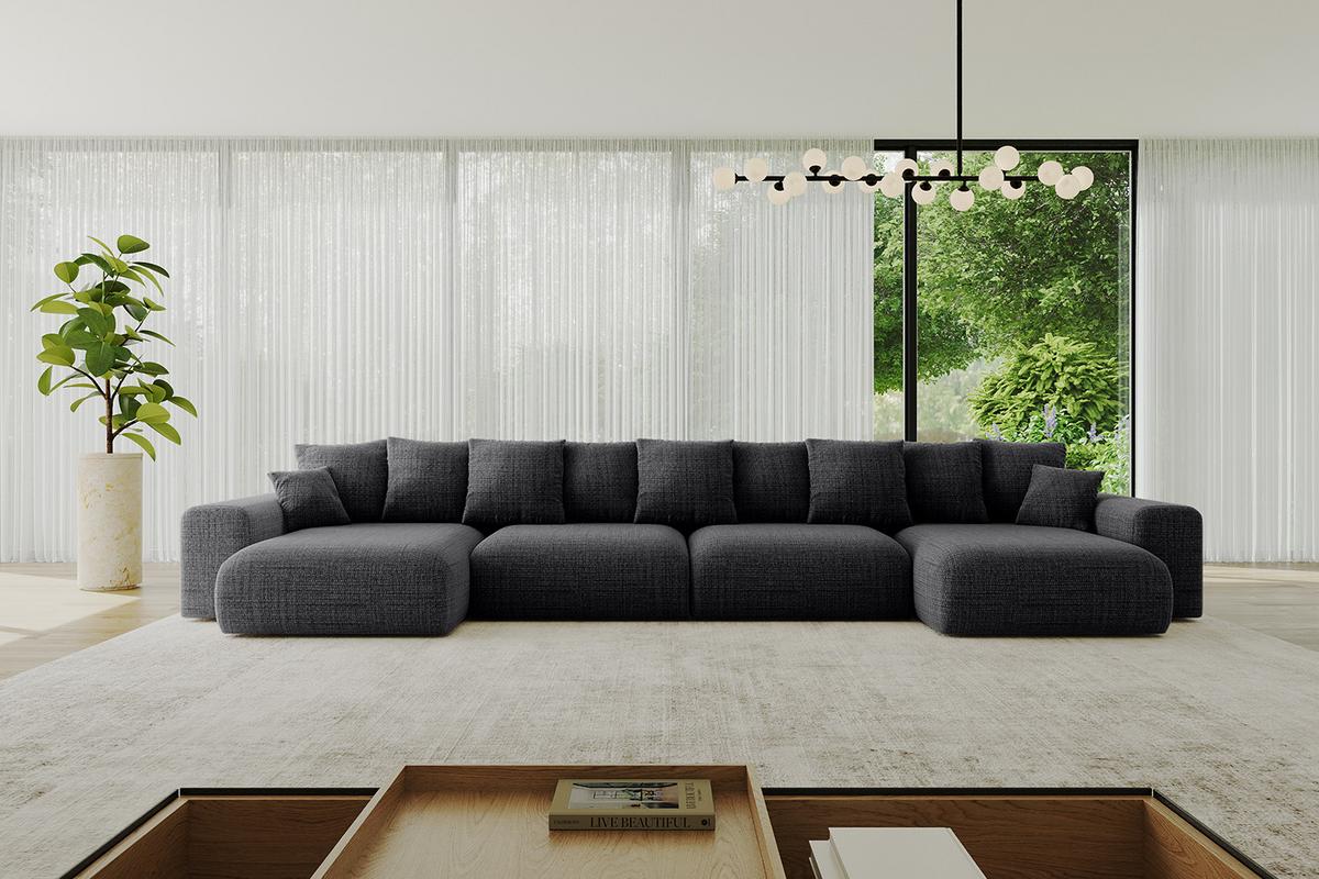WOHNLANDSCHAFT mit Schlaffunktion ESKAR-U2-464x176x72cm Schwarz - Schwarz, Holzwerkstoff/Kunststoff (176/72/464cm) - ALTDECOR
