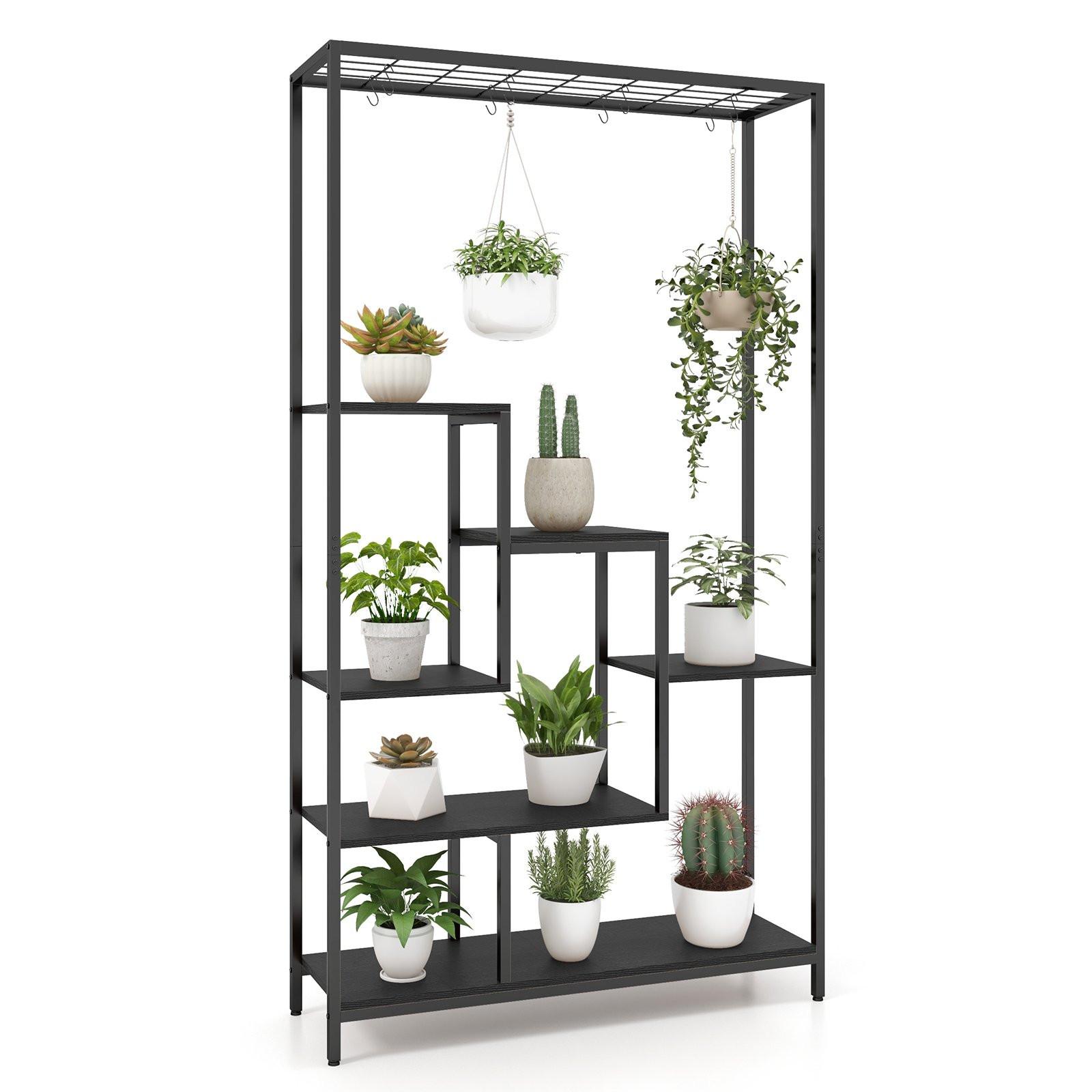 PFLANZENSTANDER Schwarz - Schwarz, Metall (100/180/30cm) - COSTWAY